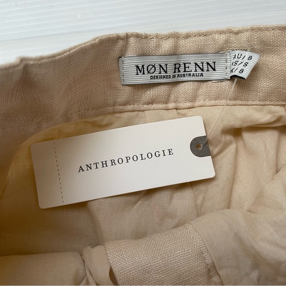 Mon Renn Coast Linen Shorts Anthropologie Cream Tan Size S - Picture 5 of 11
